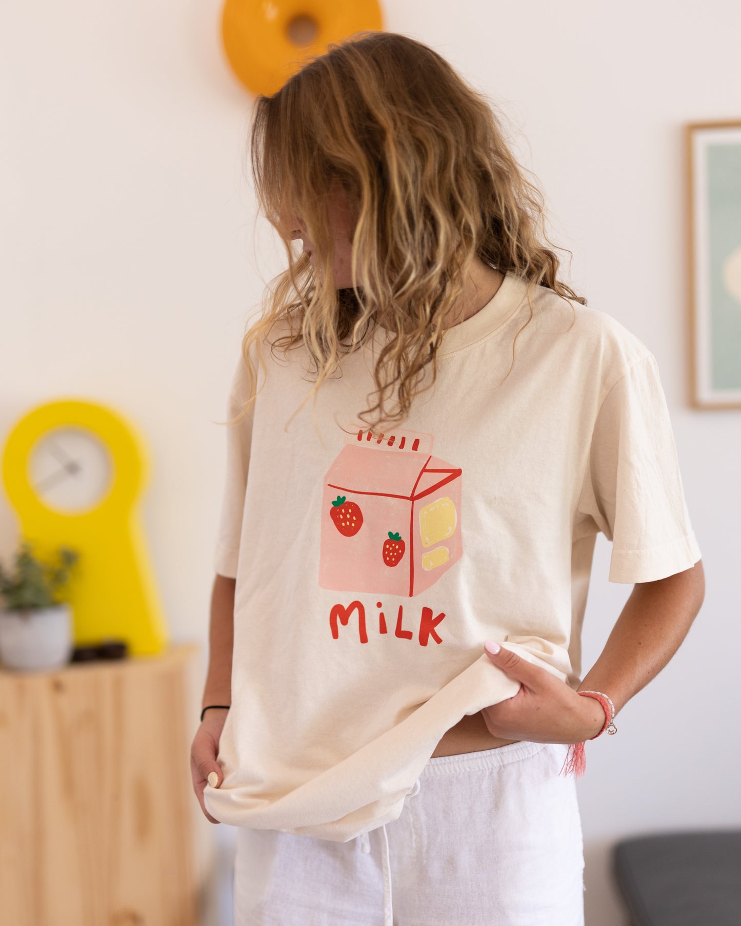 womans strawberry milk tee