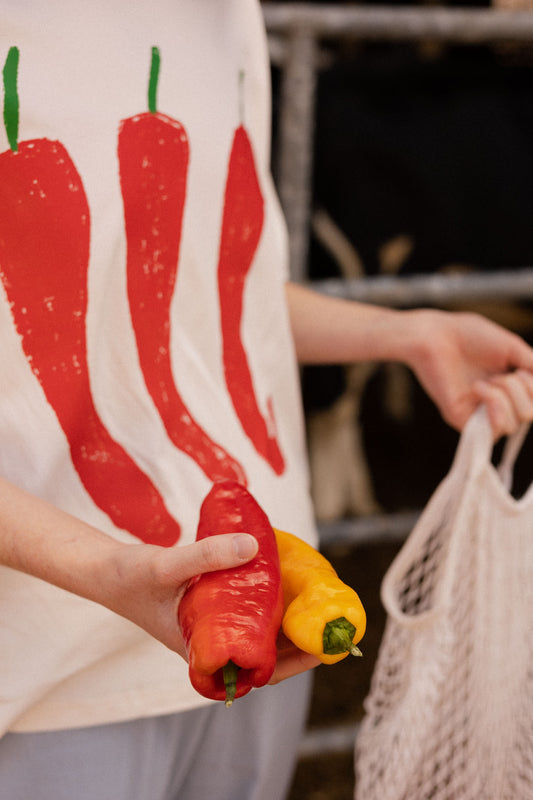 womans chilli peppers tee