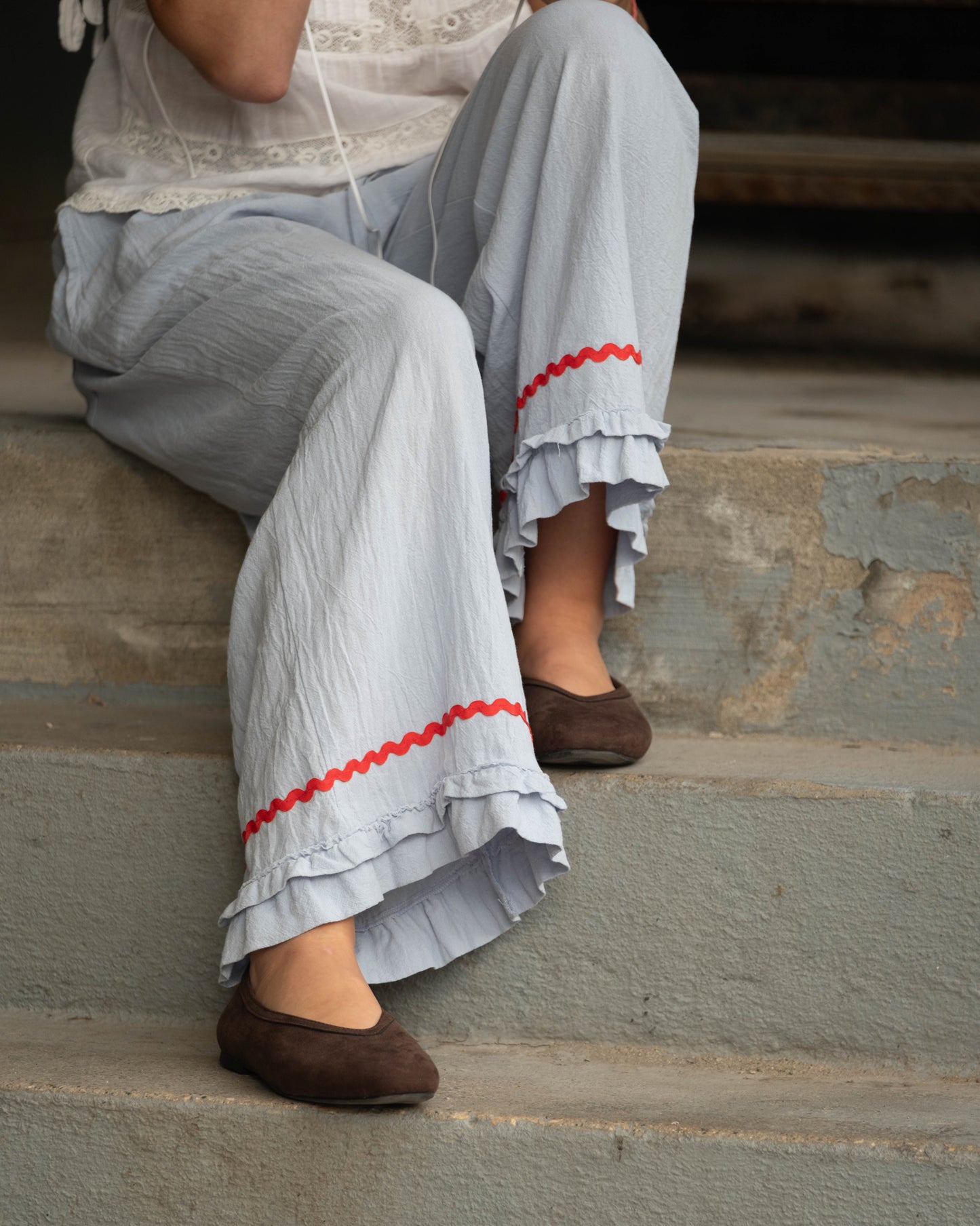 woman's ruffle pants