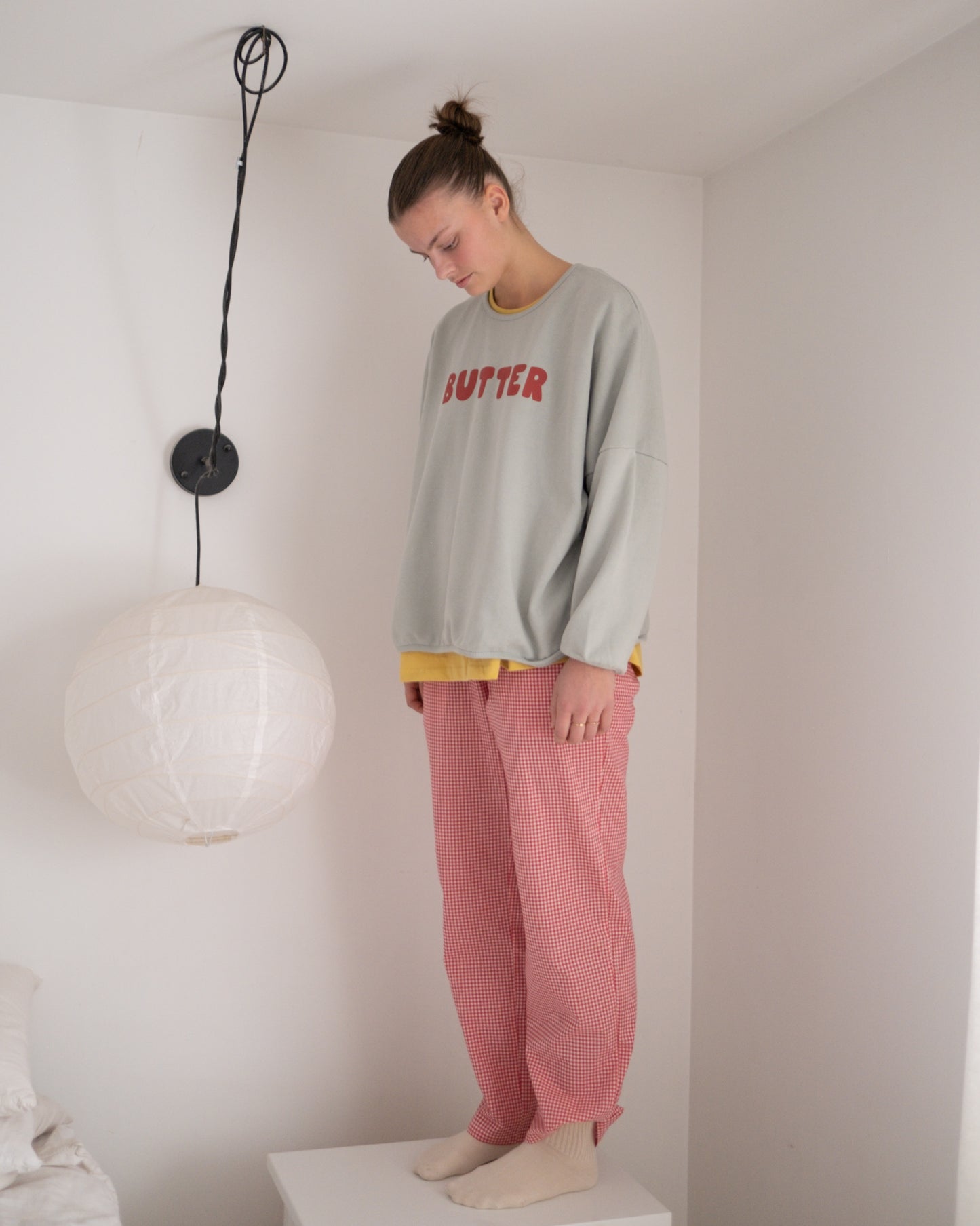 woman's plum butter pants
