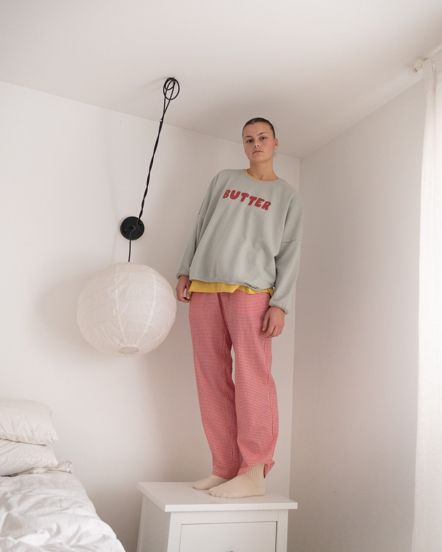 woman's plum butter pants