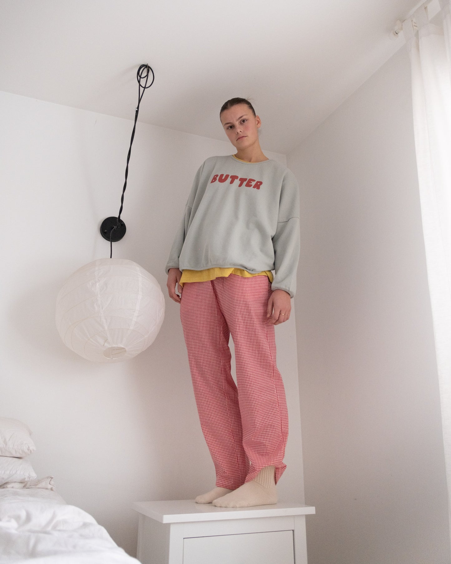 woman's plum butter pants