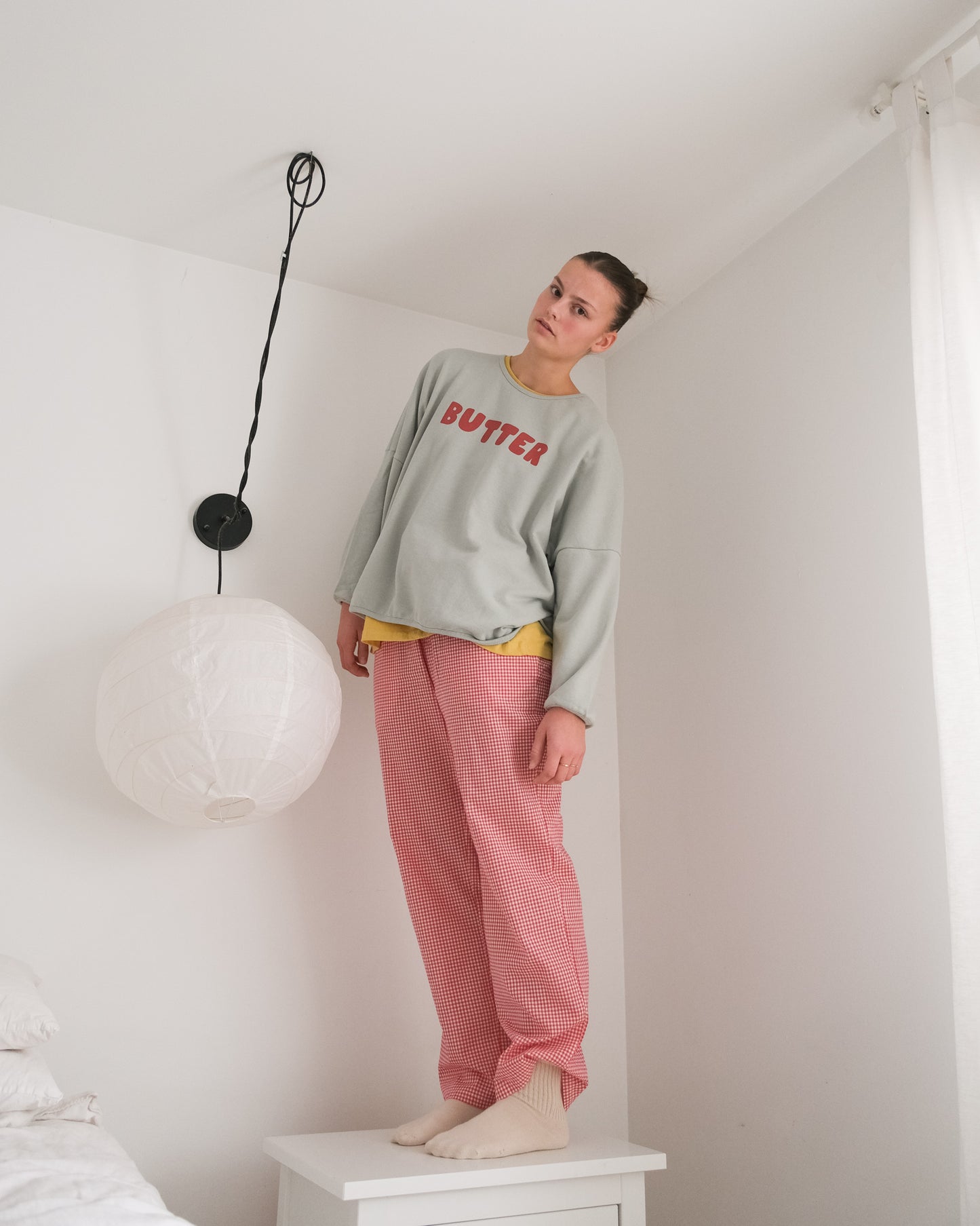 woman's plum butter pants