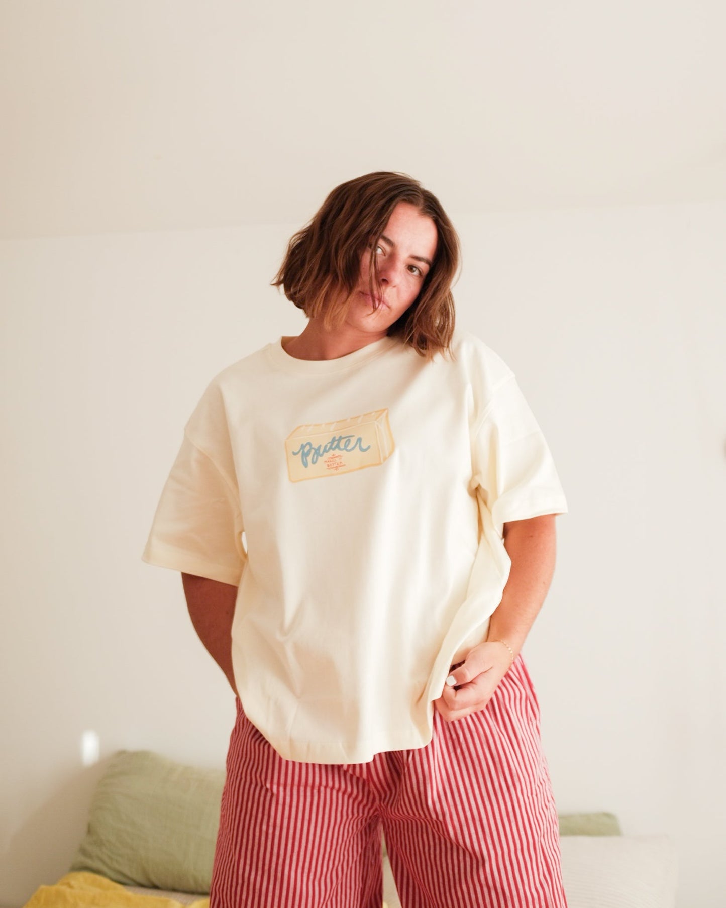 womans butter stick tee - Pigeon said please