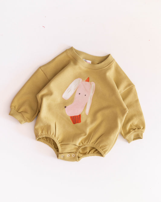 busy animal puff romper