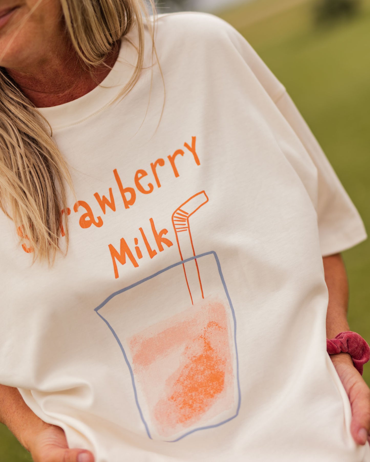 womans strawberries milk tee