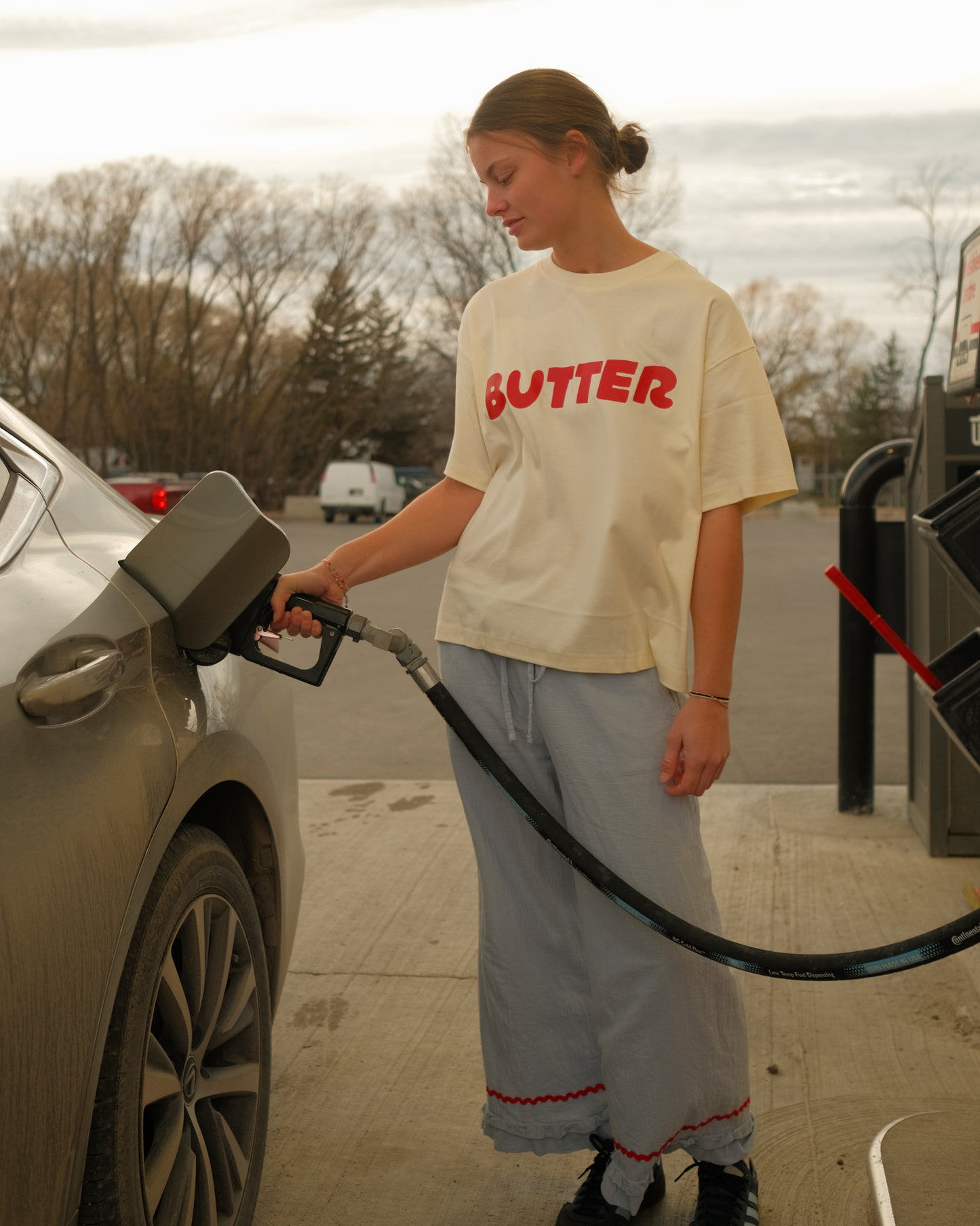 womans red butter tee