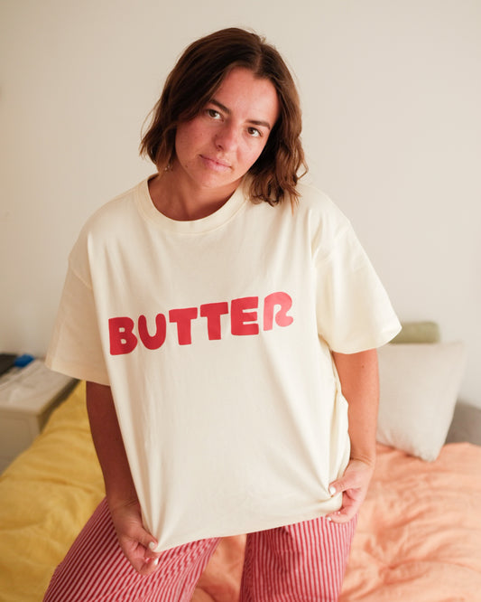womans red butter tee
