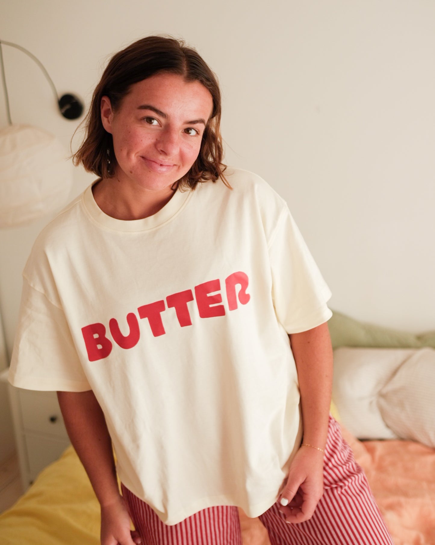 womans red butter tee