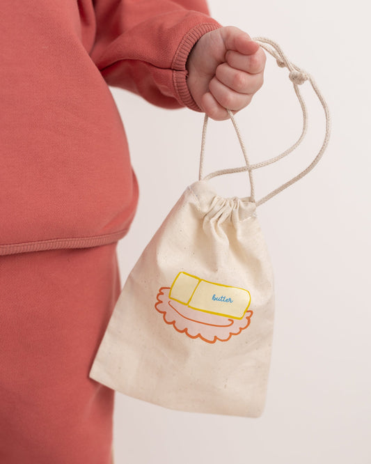 butter drawstring bag small - Pigeon said please