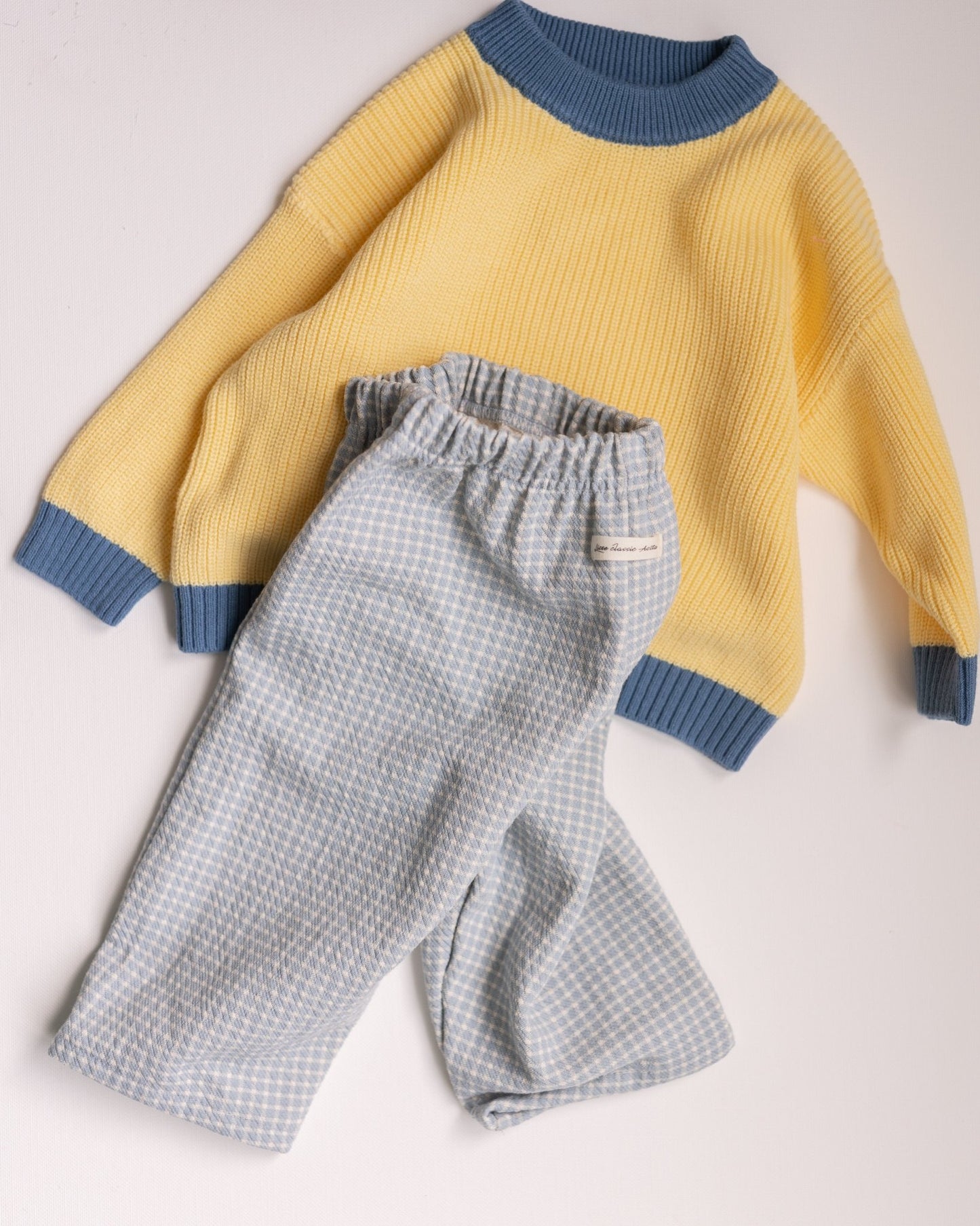 gram's table cloth pants - Pigeon said please