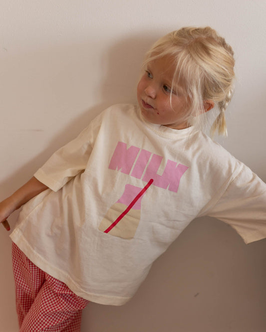 pink milk tee kids - Pigeon said please
