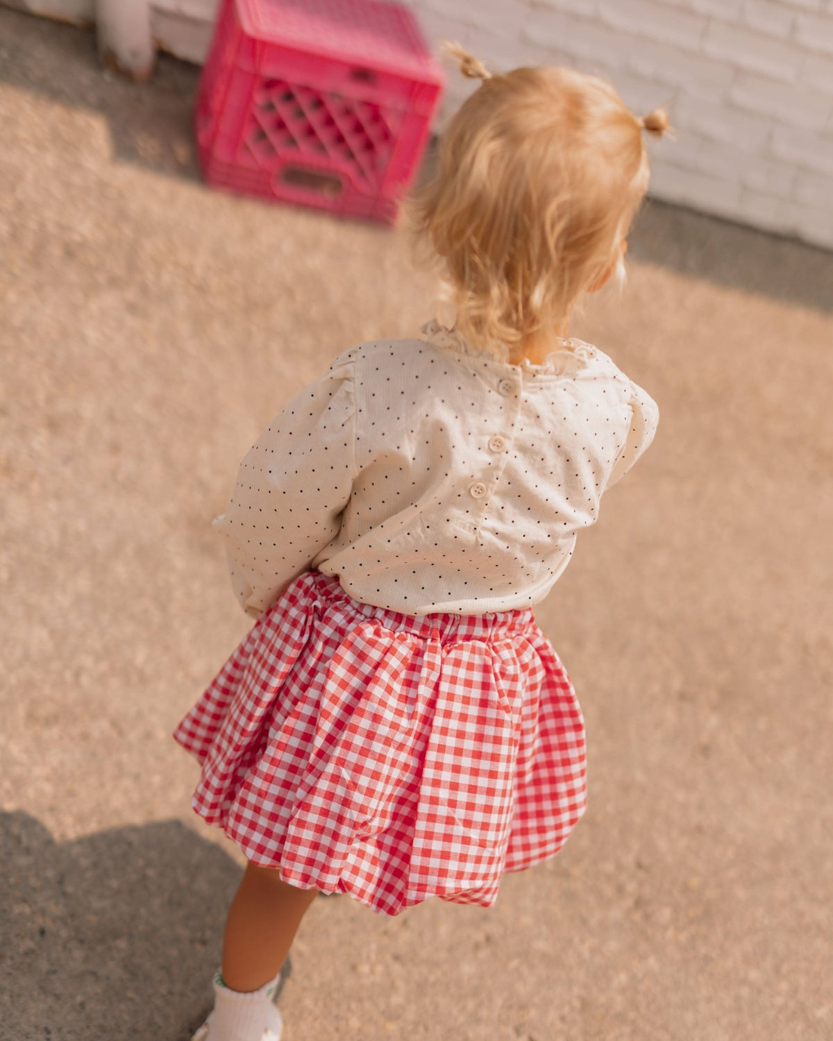 polka dot blouse - Pigeon said please