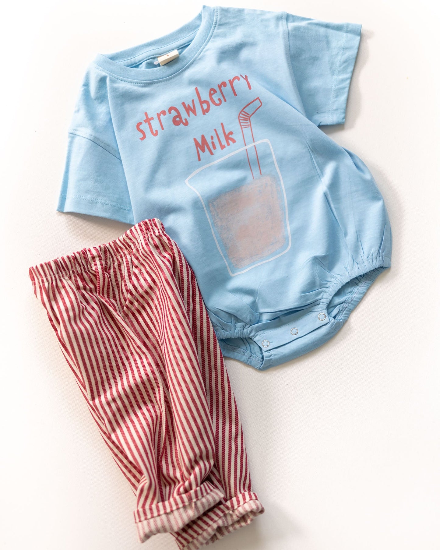 strawberry milk romper - Pigeon said please