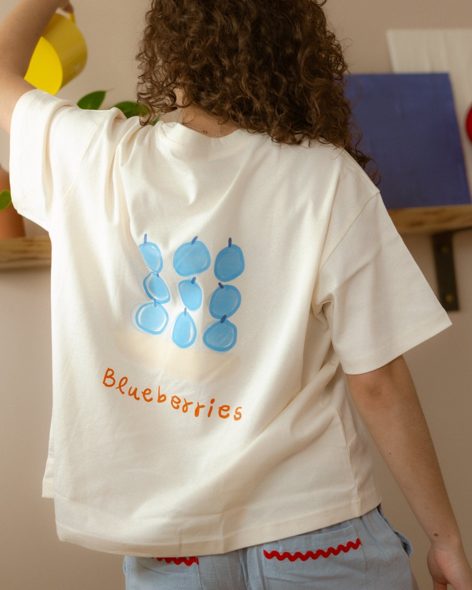 womans blueberries tee - Pigeon said please