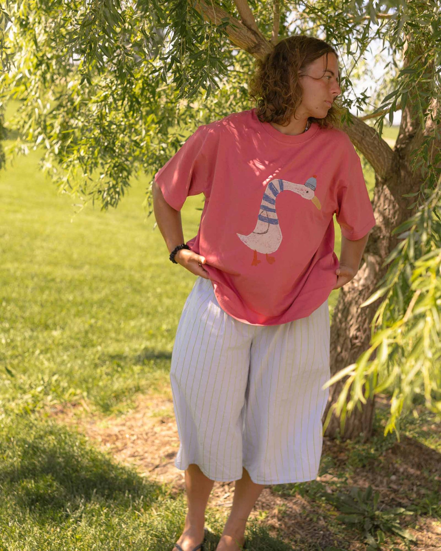 woman's duck tee - Pigeon said please