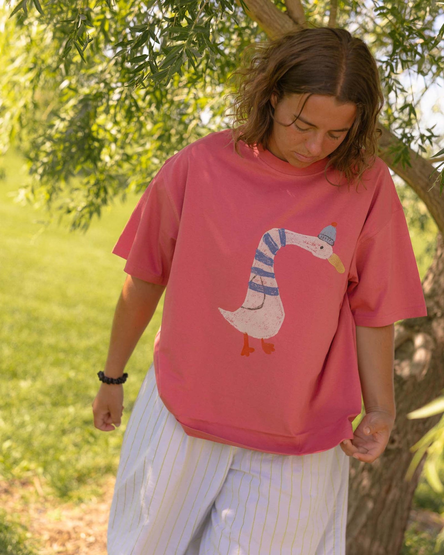 woman's duck tee - Pigeon said please