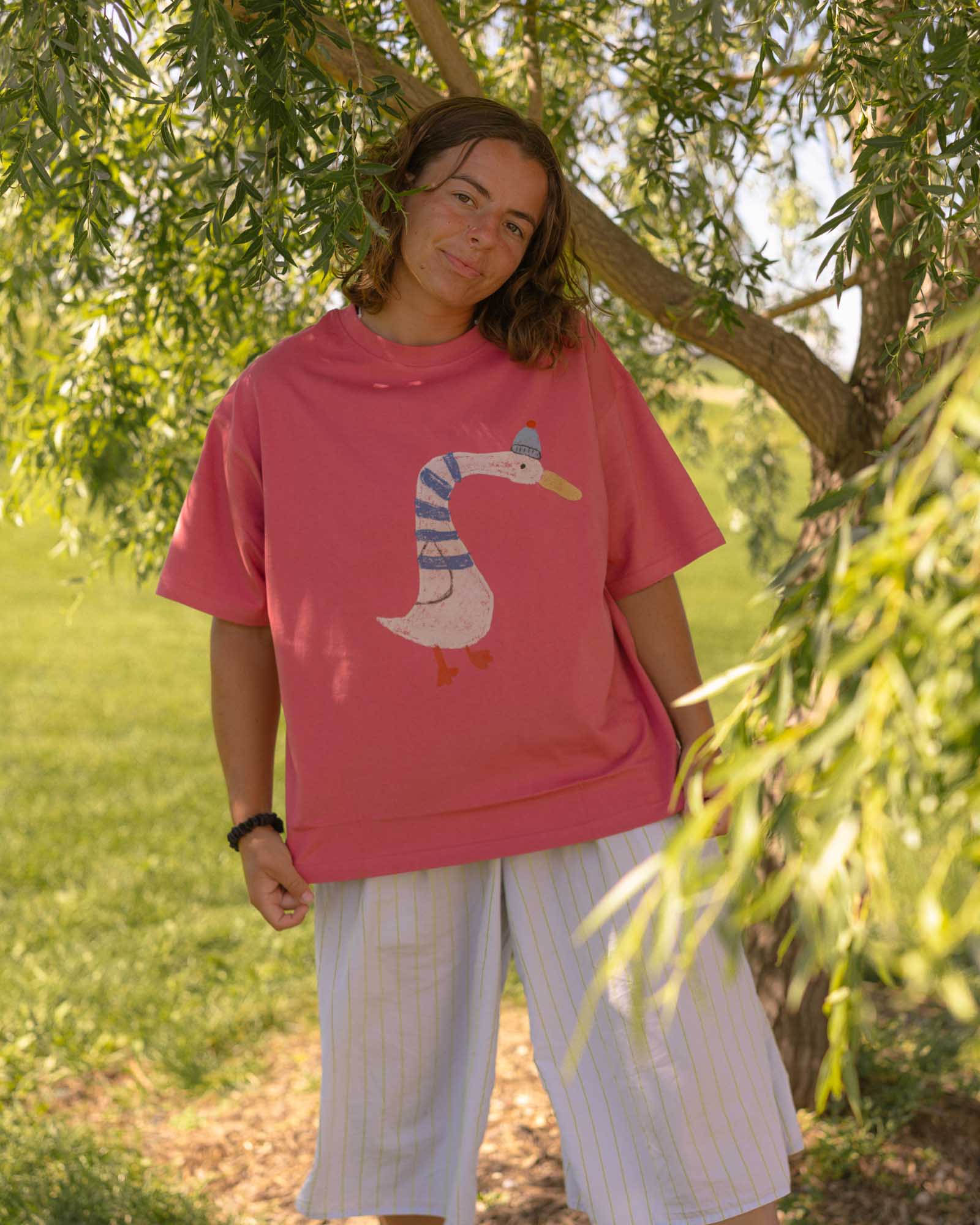 woman's duck tee - Pigeon said please