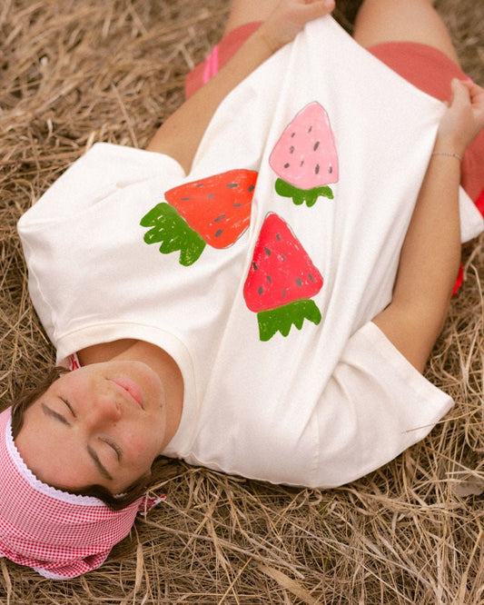 womans strawberries tee - Pigeon said please